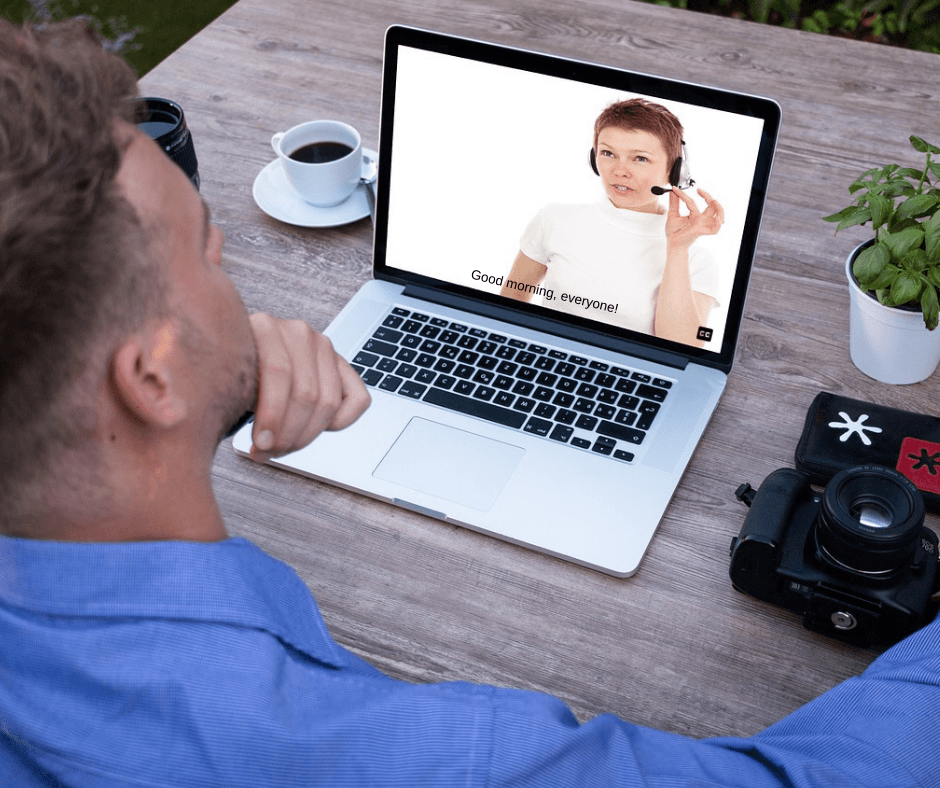 a man watching a webinar